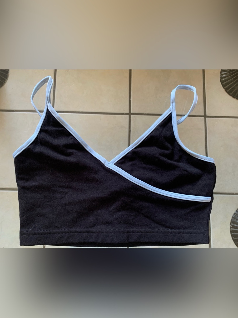 Becca Sport Black Sports Bra with Light Blue Trim
